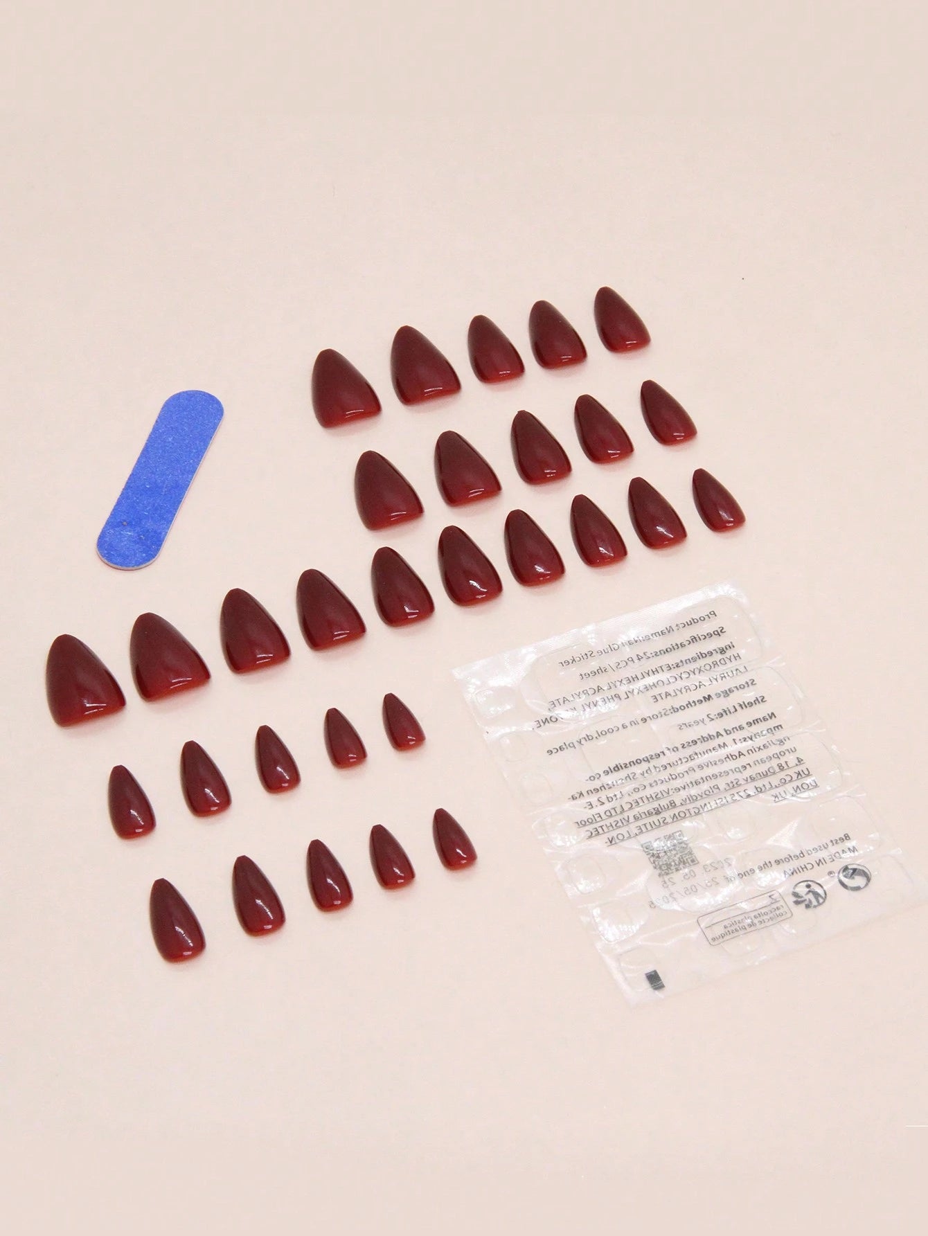 Improve Your Elegant - 30Pcs Set Retro Simple Almond-Shaped Solid Color False Nails in Red, Suitable for Daily Wear by Women Press on Nails Nail Supplies