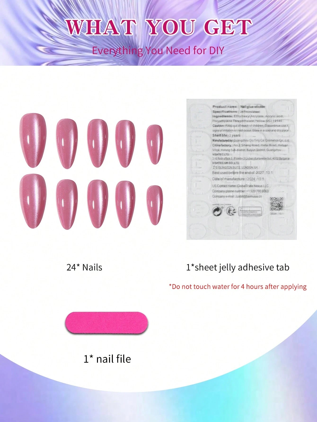 24Pcs/Set Y2K Aesthetic Pink Crystal Cat Eye Press on Nails Long Almond Red Cat Eye Acrylic False Nails ,Contain 1Pc Jelly Glue and 1Pc Nail File,Suitable for Woman & Girl Daily Wear Rave Party Use Nail Supplies Nails