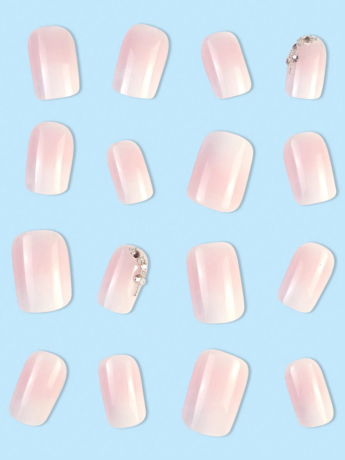 Upgrade Your Look 24Pcs Short Square Gradient Minimalist Sexy Design Full Cover False Nails, for Women and Girls Press on Nails Supplies