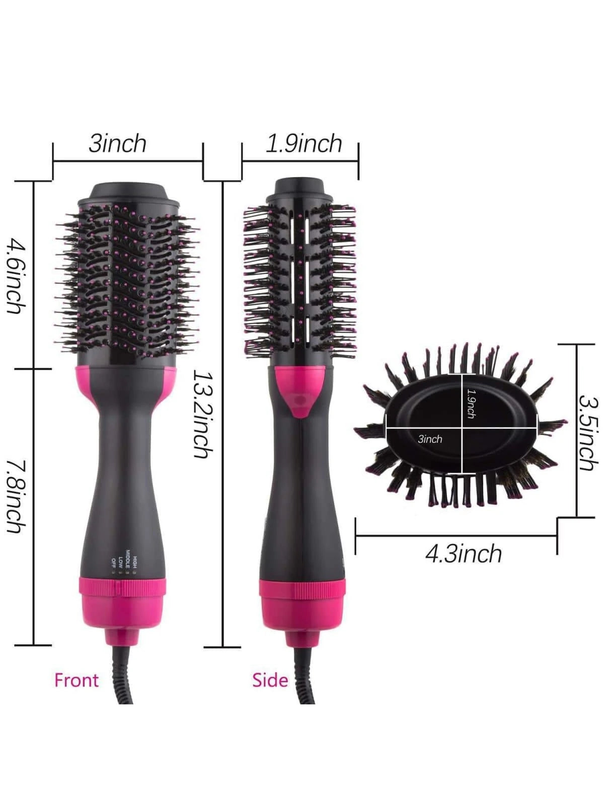 1 Pc Multifunctional Hot Air Comb,4-In-1 Hot Air Combhair Dryer, for Hair Curler & Straightener, Puffy Hairstyling,One-Step Volumizer Hair Dryer and Styler,Less Frizz, More Shine and Less Heat Damage for Salon-Style Blowouts Black/Pink