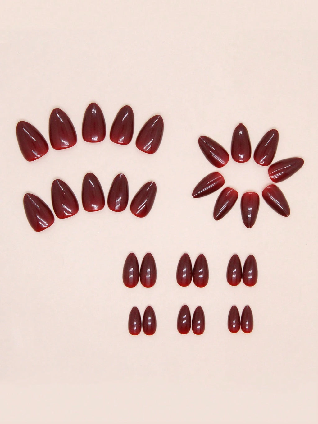 Improve Your Elegant - 30Pcs Set Retro Simple Almond-Shaped Solid Color False Nails in Red, Suitable for Daily Wear by Women Press on Nails Nail Supplies