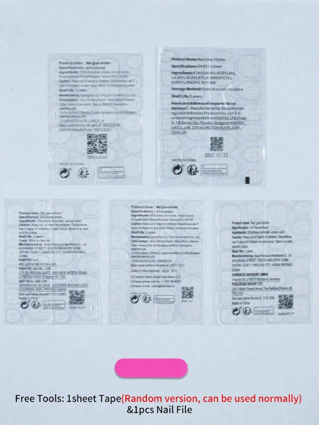 French Tip Square Medium Press on Nails 24Pcs Glossy Full Cover Artificial Glitter Fake Nails with Blue Heart Designs Coffin False Nails Fingernails with Charm for Women Girls Valentine'S Day and Wedding Nail Supplies Nails