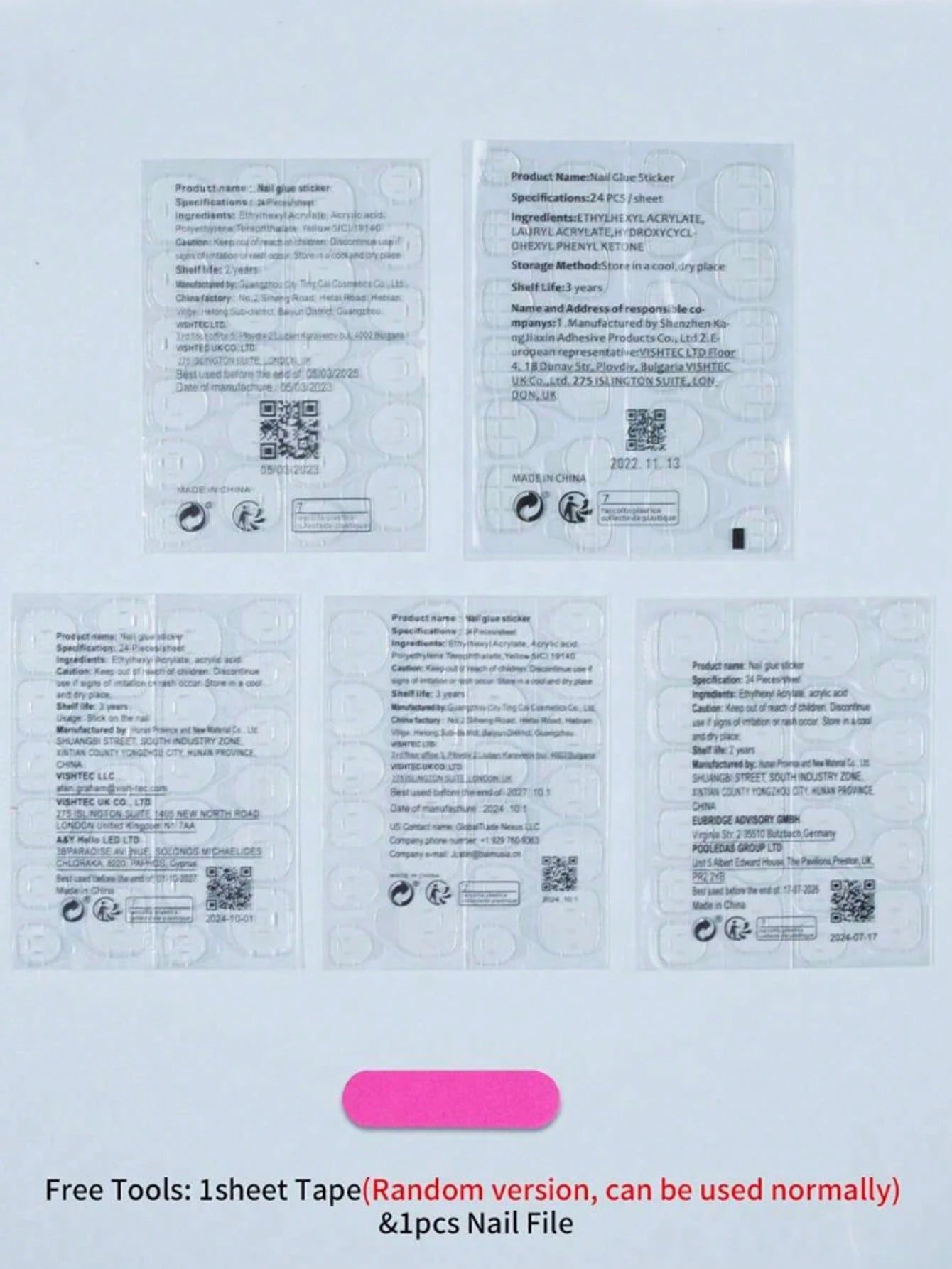 French Tip Square Medium Press on Nails 24Pcs Glossy Full Cover Artificial Glitter Fake Nails with Blue Heart Designs Coffin False Nails Fingernails with Charm for Women Girls Valentine'S Day and Wedding Nail Supplies Nails