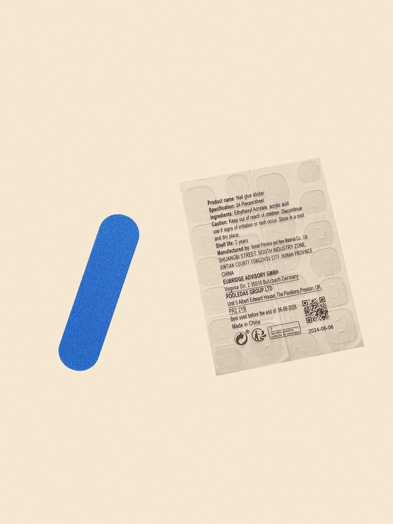 24Pcs/Set Silver Flame False Nails & Silver Pearl Almond Shaped False Nails + 24Pcs Jelly Glue + Nail File Press on Nails Nail Supplies