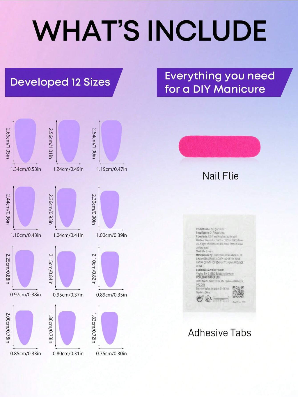 24PCS Medium Almond Press on Nails White French False Nail Minimalist Fake Nails for Women & Girls Nail Supplies