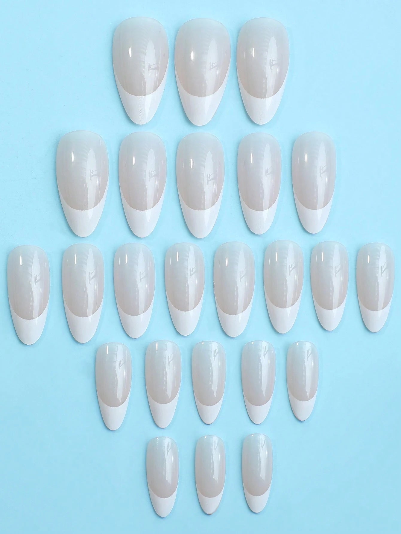 24PCS Medium Almond Press on Nails White French False Nail Minimalist Fake Nails for Women & Girls Nail Supplies