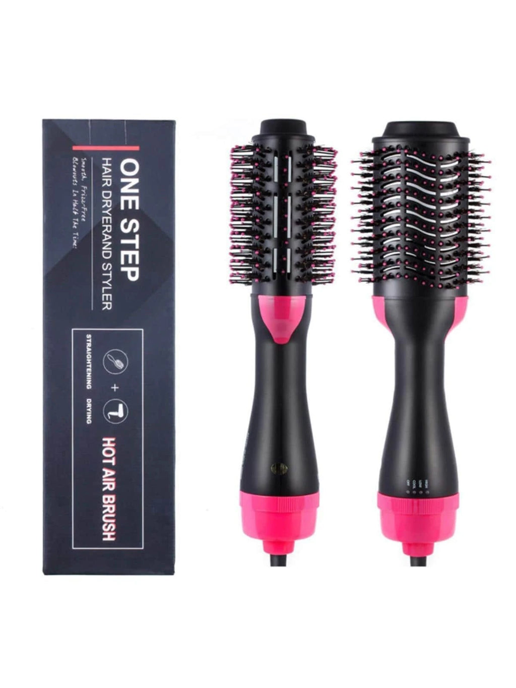 1 Pc Multifunctional Hot Air Comb,4-In-1 Hot Air Combhair Dryer, for Hair Curler & Straightener, Puffy Hairstyling,One-Step Volumizer Hair Dryer and Styler,Less Frizz, More Shine and Less Heat Damage for Salon-Style Blowouts Black/Pink
