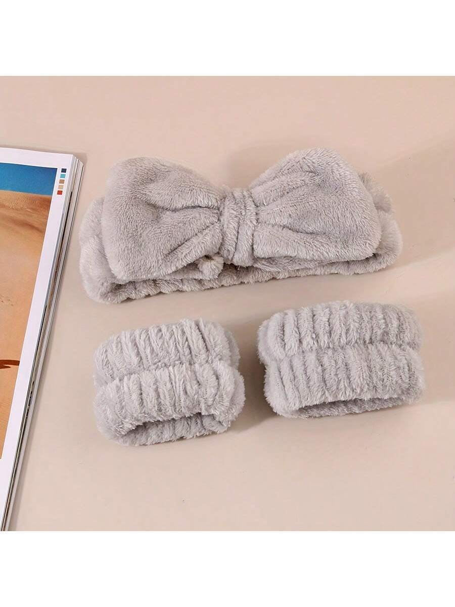 1 Piece Bathroom Headband/2 Pieces Bathroom Wristbands/3 Pieces Set, Facial Makeup Headband and Hand Washing Band Set, Skincare Headband, Beauty, Skin Care Products, Spa, Self Care, Skin Care Tools, Face Care, Esthetician Supplies, Skin, Face Wash, Facial