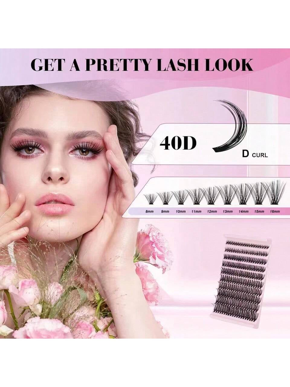 Bond and Seal Eyelashes 20/30/40/50/60/80/100D Individual Lash Extension with Glue Clusters Makeup Tools DIY Lashes Extension Kit for Gluing Lashes