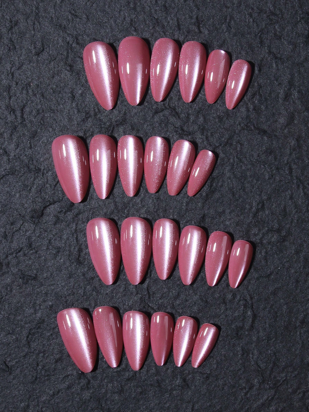 24Pcs/Set Y2K Aesthetic Pink Crystal Cat Eye Press on Nails Long Almond Red Cat Eye Acrylic False Nails ,Contain 1Pc Jelly Glue and 1Pc Nail File,Suitable for Woman & Girl Daily Wear Rave Party Use Nail Supplies Nails