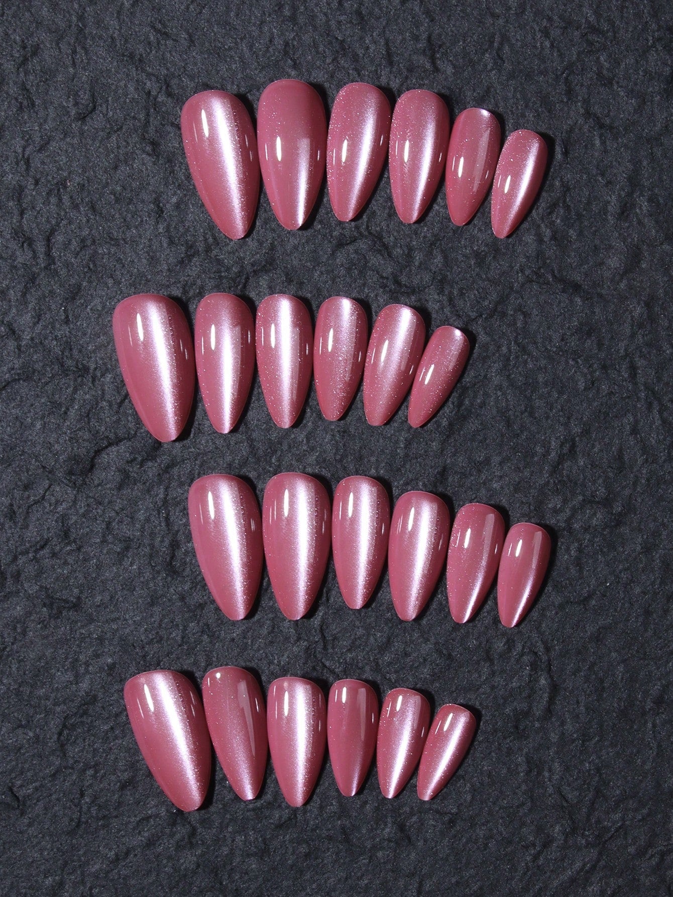 24Pcs/Set Y2K Aesthetic Pink Crystal Cat Eye Press on Nails Long Almond Red Cat Eye Acrylic False Nails ,Contain 1Pc Jelly Glue and 1Pc Nail File,Suitable for Woman & Girl Daily Wear Rave Party Use Nail Supplies Nails