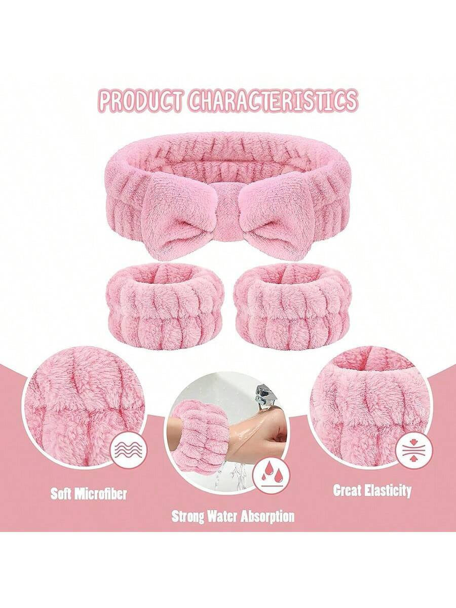 1 Piece Bathroom Headband/2 Pieces Bathroom Wristbands/3 Pieces Set, Facial Makeup Headband and Hand Washing Band Set, Skincare Headband, Beauty, Skin Care Products, Spa, Self Care, Skin Care Tools, Face Care, Esthetician Supplies, Skin, Face Wash, Facial