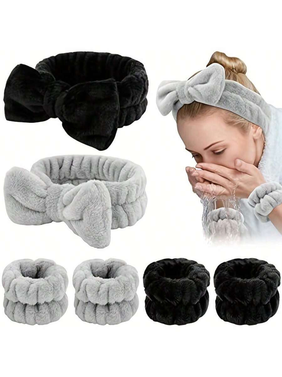 1 Piece Bathroom Headband/2 Pieces Bathroom Wristbands/3 Pieces Set, Facial Makeup Headband and Hand Washing Band Set, Skincare Headband, Beauty, Skin Care Products, Spa, Self Care, Skin Care Tools, Face Care, Esthetician Supplies, Skin, Face Wash, Facial